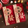 Sobres rojos para bodas al por mayor, sobres rojos grandes afelpados, caracteres creativos de "felicidad", diseño de alta gama de dragón y fénix para ceremonias de boda