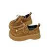 Zapatos Birkenstock de cordones con plataforma para aumentar la altura para mujer, nuevo de otoño 2026, mocasines casuales versátiles de suela blanda, estilo vintage, de caña baja
