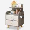 Mesita de noche color crema, diseño simple y moderno, pequeño gabinete de noche para el dormitorio, fácil de montar, mesita de noche sin pintura