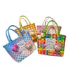 Cesta de Mão Colorida Tecida à Mão Lembrança de Casamento Cesta de Legumes Primavera Dopamina Passeio de Piquenique Praia Bolsa de Palha