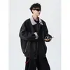 Otoño 2026 Nuevo Chaqueta de Cuero para Hombre Tejida con Bloques de Color Cuello Retro Sensación de Alta Gama Chaqueta Abrigo Sensación de Alta Gama Moderna