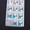 Taladro de cristal K9 Wei Chen de forma especial con fondo plano y doble agujero cosido a mano, blanco AB, ropa colorida con taladro, taladro de cristal DIY