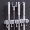 Soporte de mopa de pared, sin rastro, gancho sin taladro, balcón, baño, inodoro, clip fijo a presión, estante de almacenamiento para escobas