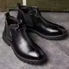 Sapatos de couro cano baixo masculinos Sapatos de Primavera e Outono estilo Britânico retrô casuais Sapatos de couro modernos Botas Martin masculinas Botas de couro Botas curtas de trabalho masculinas
