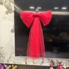 Guirlanda de Malha com Laço Transfronteiriço Decoração para Encosto de Cadeira para Festa, Casamento, Montagem de Atmosfera para Cena ao Ar Livre, Fitas e Guirlandas