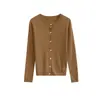 Cardigan de Punto Trenzado de Color Sólido con Cuello Redondo para Mujer 2026 Otoño Nuevo Ropa para Mujer Adelgazante Punto Trenzado Lana Pura