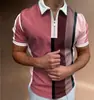Comércio exterior Outono Novo Camisa POLO Masculina Casual Manga Curta Lapela T-shirt Impressão 3D Manga Curta Zíper POLO