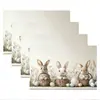 2026 Venta Caliente Transfronteriza Mantel de Pascua Tela Lino Estampado Huevo de Pascua Conejo Mantel Individual Mesa Mantel Individual Aislante