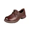 Zapatos de mujer de piel con cordones, nueva colección otoño 2026, suela gruesa, suela blanda, mocasines cómodos y versátiles para mujeres de mediana edad y mayores