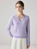 Nuevo Suéter de Cachemir Suave y Holgado para Mujer, 100% Cachemir Puro, Cuello en V, Media Botonadura, Otoño 2026