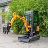 Excavadora pequeña de 1 tonelada de fábrica, máquina zanjadora para uso doméstico, excavadora para construcción de alcantarillas, en stock