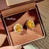 Colar com Pingente Dourado Bicolor Estilo Corte Italiano Diamante Amarelo Brincos Paraíba Conjunto de Anéis com Pedras Coloridas para Mulheres