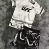 Conjunto de treino Sanda UFC para homens e mulheres, roupas de boxe justas de secagem rápida, shorts de manga curta para combate Muay Thai, roupas de ginástica