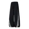 Han Lu Casual Esportivo Americano Calça de Moletom Masculina Outono Inverno Pesada Solta Reta Casual Calça de Cor Contrastante Listrada Longa