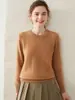 Moda Otoño e Invierno Versátil Suéter de Cachemira para Mujer Cuello Redondo de Cachemira Suéter Grueso Holgado de Punto Cachemir Suéter Básico de Punto