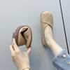 Zapatos de Mujer Modelo Nuevo 2025 de Piel Suave Talla Grande con Suela de Goma, Tallas 36-43, Mocasines con Suela Ancha y Suave, Sin Cordones, Color Caqui