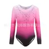 Roupa de Ginástica Infantil de Alta Elasticidade com Gradiente e Strass Quente, Roupa de Ginástica, Roupa de Dança Infantil, Roupa de Performance, Collant, Roupa de Treino