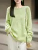 Nuevo Suéter de Punto de Lana Cachemira para Mujer Otoño/Invierno 2026 Cuello Redondo Manga Larga Color Sólido Suéter de Lana Cepillada