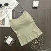 Top Regata de Verão Design de Nicho Garota Picante com Gola Halter para Mulheres, Costas Abertas Verde com Amarração Ajuste Slim Costas Bonitas Top Curto