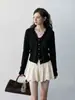 Cárdigan de punto de encaje con cuello en V, nueva colección de otoño para mujer, moderno y rejuvenecedor, top de corte holgado, 9911