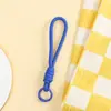 Llavero de Peluche de Cuerda Tejida a Mano de Color Sólido Lanyard Corto Portátil para Teléfono Colgante Decorativo para Bolso