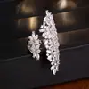 Nuevo anillo de hoja transfronterizo con un toque de lujo ligero y alta gama, anillo abierto de circonita brillante, joyería de diseño nicho