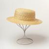 Sombrero de paja de estilo europeo y americano, informal, sencillo, de paja media-fina, con parte superior plana, para viajes al aire libre, parasol, protector solar, sombrero de paja de parte superior plana.