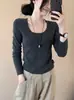 Camisa Básica Versátil Estilo Coreano 2026 Outono Nova Versão Coreana Manga Longa Slim Fit Valoriza o Corpo Top Versátil Camisa Básica para Mulheres