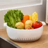 Lavabo Doble para Lavar Verduras con Cesta Escurridora, Cesta con Filtro de Agua, Bandeja de Drenaje de Agua, Cesta para Lavar Frutas y Verduras para Sala de Estar