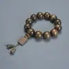 Pulsera Natural Yin Hundimiento Seda Dorada Nanmu 108 Pulsera de Material Verde Ébano Cuentas de Buda Sándalo Cuentas de Rosario Pulsera para Hombres y Mujeres Agarrar