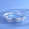 Nueva pulsera abierta push-pull pulsera de plata con rica flor para mujer pulsera simple de estilo étnico venta al por mayor de fábrica de joyería