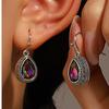 Pendientes de cristal con forma de gota de agua de colores retro de moda transfronteriza europea y americana, exquisitos pendientes de mujer que combinan con todo, pendientes de temperamento populares