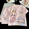 Pijama para Niñas, Nuevo de Verano para Niños de Seda de Hielo Delgado Cuello en V Dibujos Animados Conjunto de Ropa para el Hogar con Aire Acondicionado para Niños