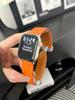 Adecuado para iwatchs10/9 correa de cuero con patrón de lichi AppleWatch8/7 otoño e invierno muñequera magnética de alta calidad