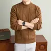 Suéter de Punto Trenzado con Cuello Redondo para Hombre, Cálido, Estilo Old Money, Ropa para Hombre, Lujo Ligero, Gama Alta, Color Sólido, Transpirable, Top Casual
