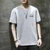 Nova Camiseta Estilo Hong Kong Masculina Verão Tendência Marca Estampada Manga Curta Meia Manga Solta Camiseta de Manga Curta Marca Tendência Roupa Masculina