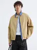 Jaqueta de Trabalho Casual à Prova de Vento com Gola Xadrez Retro Americana Patchwork Tendência Jaqueta de Voo Masculina