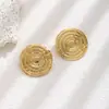 Pendientes Geométricos Redondos de Nicho Personalizados Transfronterizos Europeos y Americanos Nuevo Estilo Metálico Pendientes de Acero Inoxidable Corazón de Gama Alta para Mujer