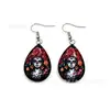 Pendientes Cruzados Nuevos de Halloween Serie Oscura Estilo Gótico Fantasma Calavera Diosa Murciélago Colgante Adornos para Orejas