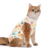Roupa de Esterilização para Gatos, Roupa Cirúrgica para Gatas, Roupa 100% Algodão, Estilo Fino Respirável, Roupa para Desmame com Velcro, Anti-Lambedura Pós-Cirúrgica para Gatos Machos