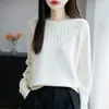 Suéter de Algodón Puro de Manga Larga Estilo Nuevo Primavera 26, Camiseta Básica de Punto de Cuello Semi Alto, Top Elegante y Versátil para Mujer