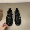 Edição Pele de Ovelha~Mocassins de Solado Grosso Estilo Britânico Sapatos Únicos Mary Janes com Salto Bloco Bico Redondo em Couro Genuíno para Mulheres Sapatos Pequenos de Couro para Faculdade JK
