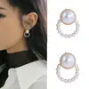 Agulha de prata S925 simples versátil Círculo de pérola brincos gentis elegantes elegantes brincos brincos brincos brincos