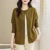 Nuevo cárdigan de punto transfronterizo para primavera y otoño para mujer, holgado y casual, elegante chaqueta suéter de cuello redondo