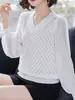 Tejidos de Punto para Mujer Primavera y Verano, Nueva Moda Tendencia 2026, Tops Juveniles, Camisas Básicas Elegantes Versátiles con Mangas Transparentes