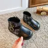 Botines Botas Martin Botas de Cuero para Niñas Estilo Zapatos para Niños con Felpa Adicional Tallas Medianas y Grandes 26 Otoño Invierno Antideslizantes Retro Nuevo Británico