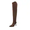 Botas de Flocado Apiladas para Mujer Botas Largas Hasta la Rodilla Nuevo Estilo Otoño/Invierno Versión Coreana Color Sólido Punta Fina Tacón de Aguja Botas de Caña Recta para Ponerse de Tira Mujer