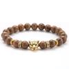 Explosiones de AliExpress Pulsera de Piedra Volcánica de 8 mm con Accesorios de Aleación de Leopardo DIY Ojo de Tigre con Cuentas Elástica Pulsera para Hombre