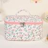 Nuevo Ins Bolsa Cosmética Floral Pequeña Bolsa de Aseo de Gran Capacidad para Mujer Bolsa de Almacenamiento Portátil para Viaje