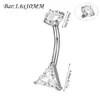 Anillos para Ombligo de Acero Inoxidable Galvanizado con Circonita Blanca Transfronterizos en Formas Cuadrada, Corazón y Gota con Joyería para Piercing de Rosca Interna